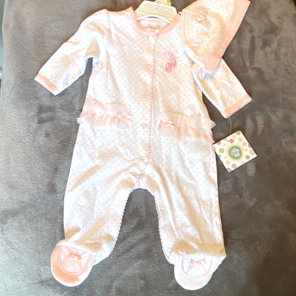 NWT - Little Me - 3 month, baby sleeper and hat.